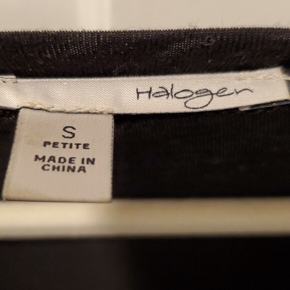 HALOGEN (NORDSTROM) SEQUIN STRIPE TOP ORANGE WHITE BLACK SCOOP NECK SIZE SMALL - Picture 4 of 7